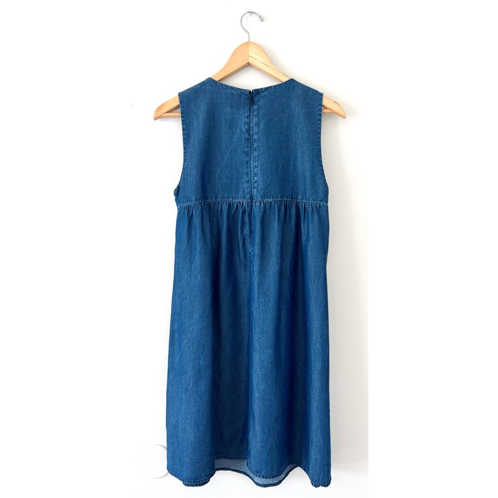 Cece 🌈 Embroidered Chambray Dottie Shift Dress in Caviar Denim - Picture 5 of 16